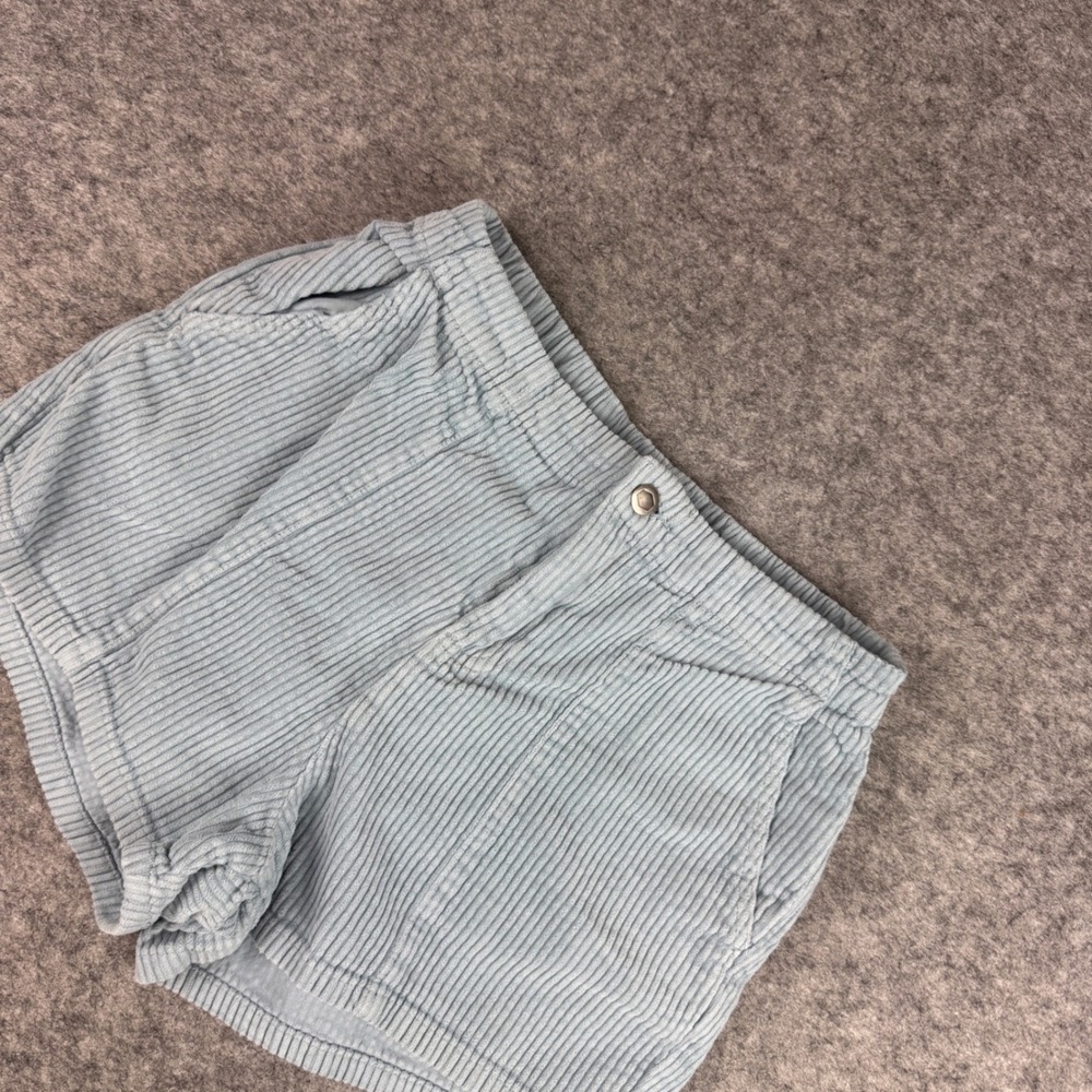 RVCA Womens Blue Corduroy Shorts High Rise Elastic Waist Size Medium Cotton
